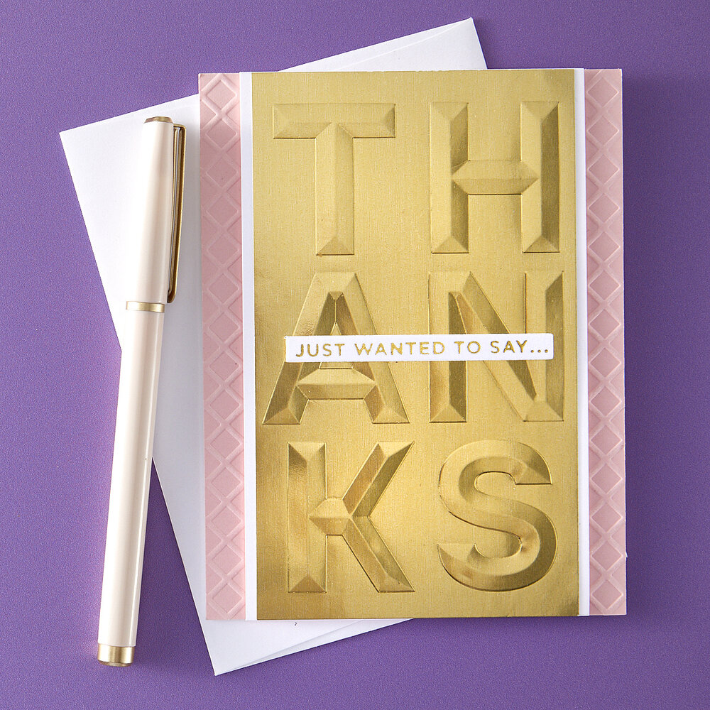 Spellbinders Beveled Thanks A2 Cardfront 3D Embossing Folder (E3D-091) Spellbinders Beveled Thanks A2 Cardfront 3D Embossing Folder (E3D-091)