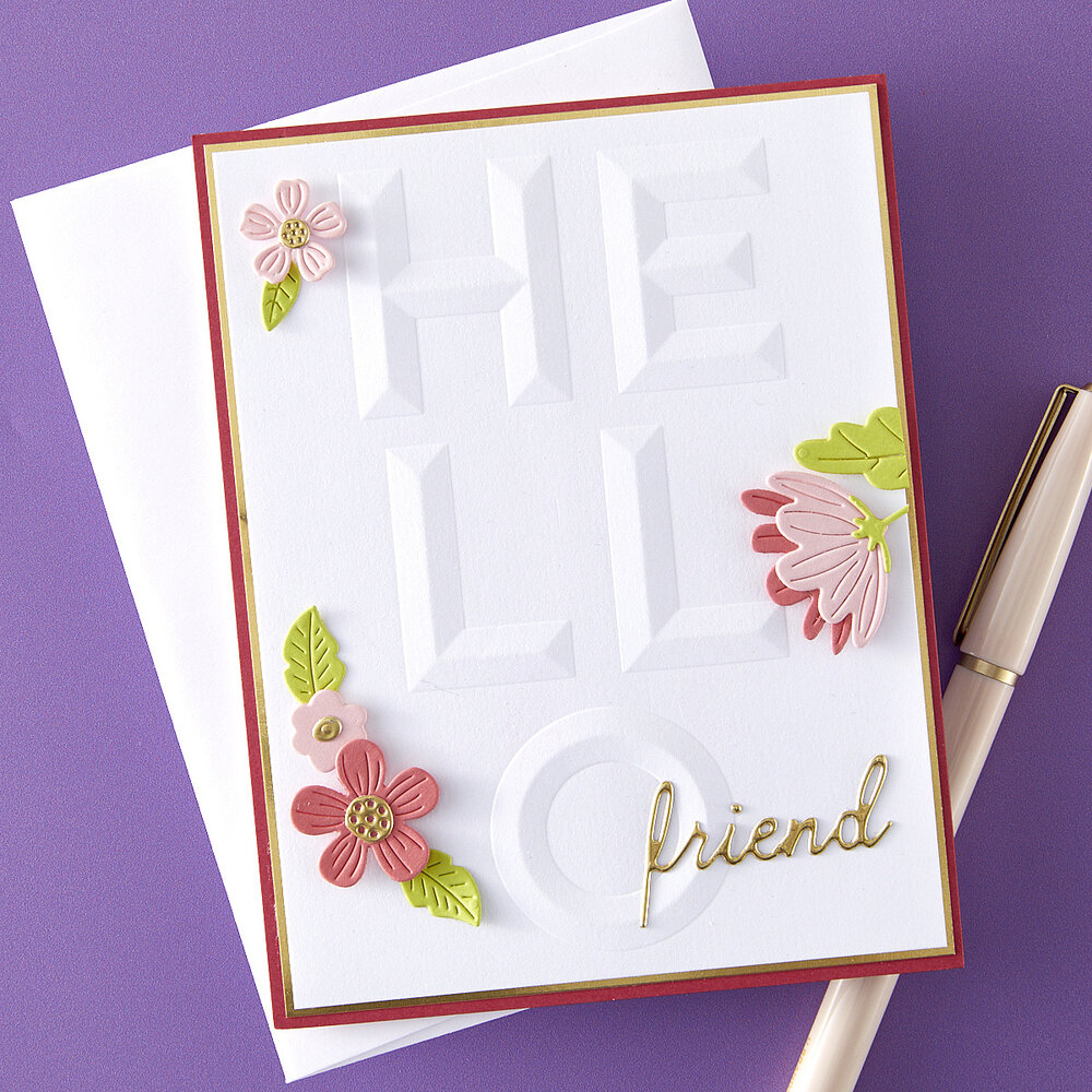 Spellbinders Beveled Hello A2 Cardfront 3D Embossing Folder (E3D-090) Spellbinders Beveled Hello A2 Cardfront 3D Embossing Folder (E3D-090)