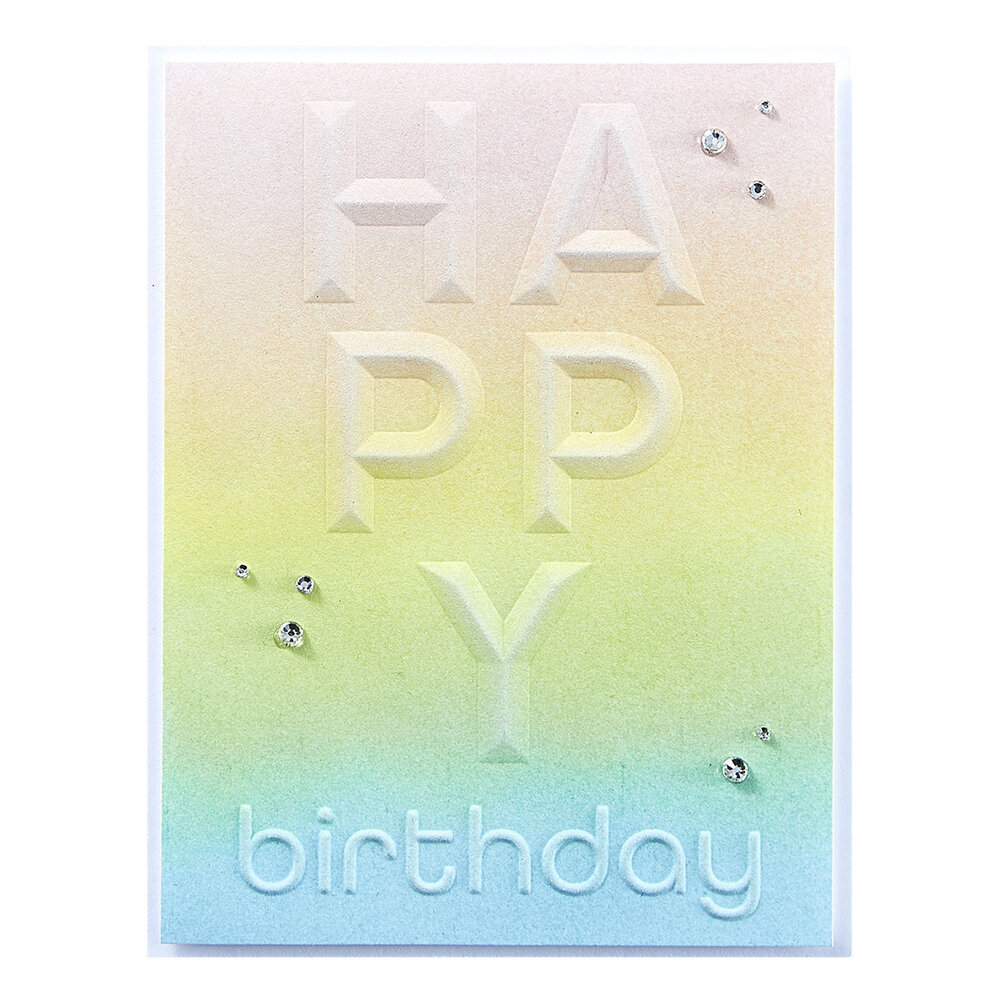 Spellbinders Beveled Happy Birthday A2 Cardfront 3D Embossing Folder (E3D-092) (DISCONTINUED) Spellbinders Beveled Happy Birthday A2 Cardfront 3D Embossing Folder (E3D-092) (DISCONTINUED)
