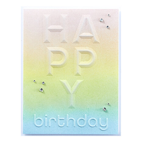 Spellbinders Beveled Happy Birthday A2 Cardfront 3D Embossing Folder (E3D-092) (DISCONTINUED) Spellbinders Beveled Happy Birthday A2 Cardfront 3D Embossing Folder (E3D-092) (DISCONTINUED)