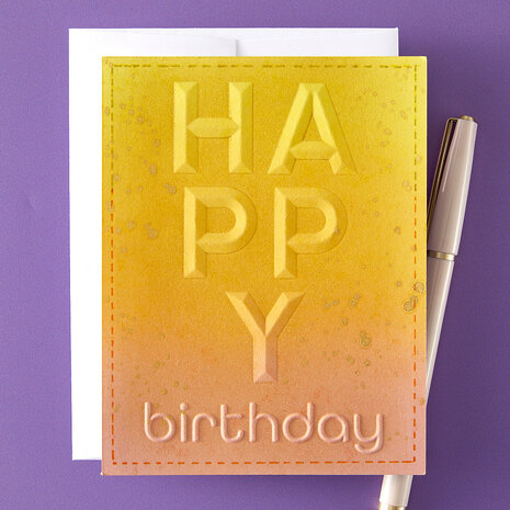 Spellbinders Beveled Happy Birthday A2 Cardfront 3D Embossing Folder (E3D-092) (DISCONTINUED) Spellbinders Beveled Happy Birthday A2 Cardfront 3D Embossing Folder (E3D-092) (DISCONTINUED)