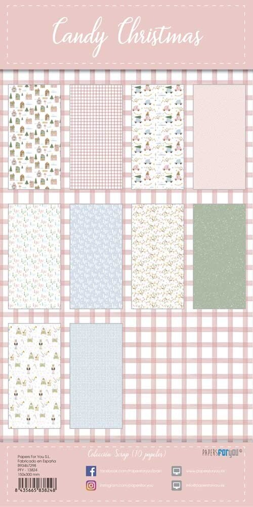 Papers For You Candy Christmas Slim Scrap Paper Pack (10pcs) (PFY-13824) Papers For You Candy Christmas Slim Scrap Paper Pack (10pcs) (PFY-13824)