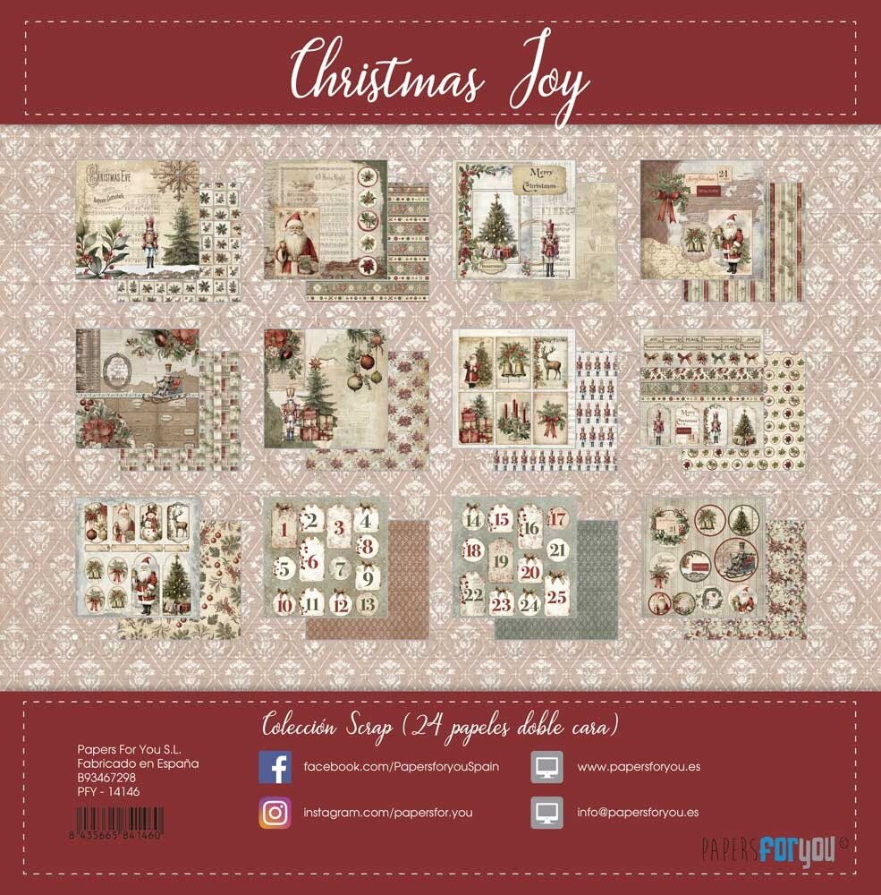 Papers For You Christmas Joy Mini Scrap Paper Pack (24pcs) (PFY-14146)