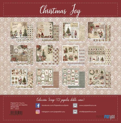 Papers For You Christmas Joy Scrap Paper Pack (12pcs) (PFY-14131)