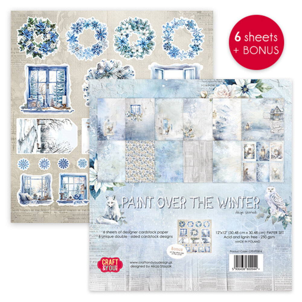 Craft & You Design Paint Over The Winter 12x12 Inch Paper Set 250gr (6sheets) (CYD-CPS-PT30-6)