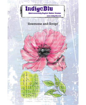 IndigoBlu Anemone and Script A6 Rubber Stamps (IND1343)