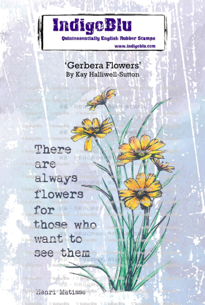 IndigoBlu Gerbera A6 Rubber Stamps (IND1341)