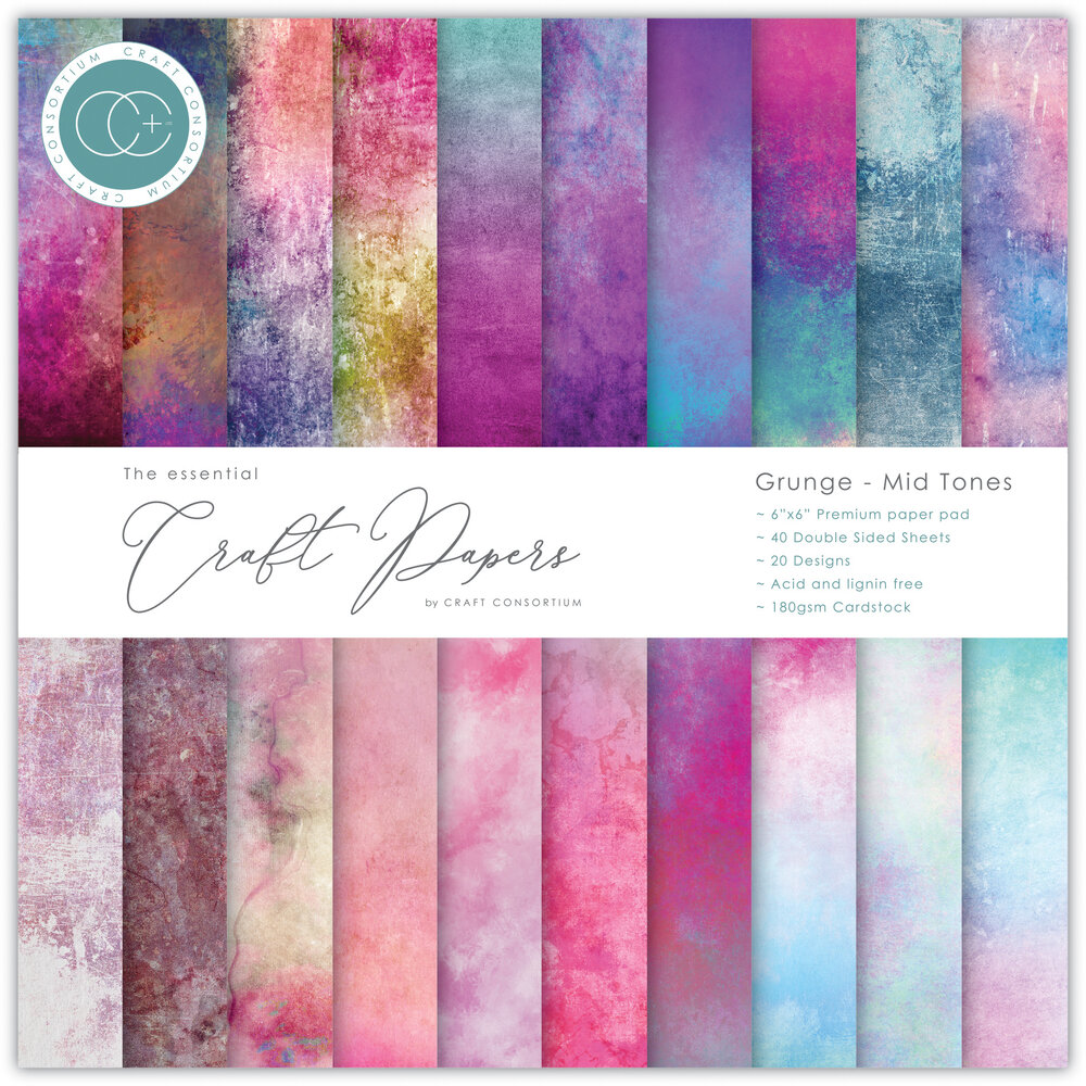 Craft Consortium Essential Craft Papers 6x6 Inch Paper Pad Grunge - Mid Tones (CCEPAD032B)