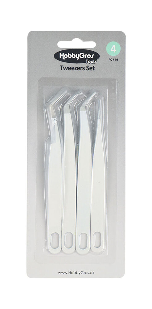 HobbyGros Storage Tweezers Set (4pcs) (HGT023)