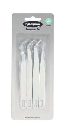HobbyGros Storage Tweezers Set (4pcs) (HGT023)