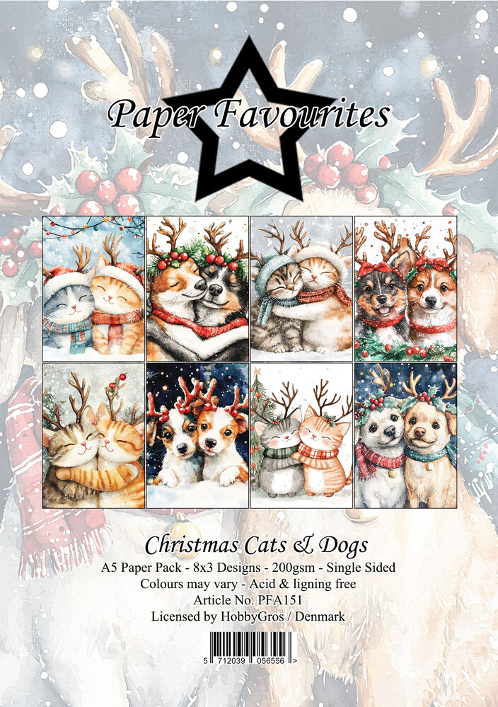 Paper Favourites Christmas Cats & Dogs A5 Paper Pack (PFA151)