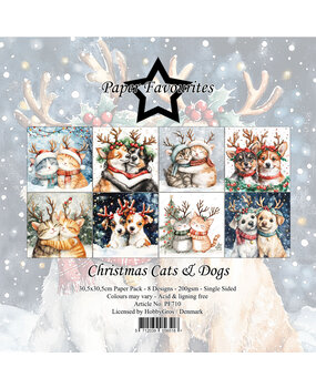 Paper Favourites Christmas Cats & Dogs 12x12 Inch Paper Pack (PF710)