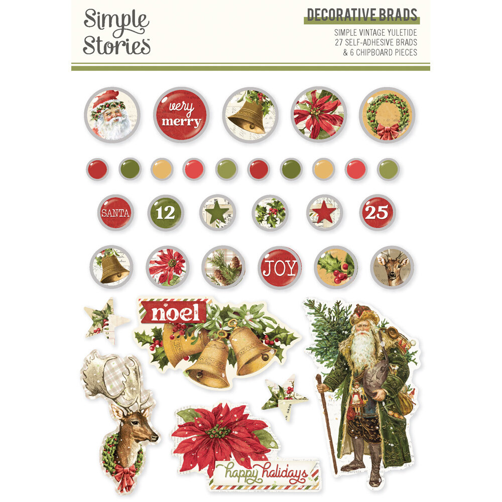 Simple Stories Simple Vintage Yuletide Decorative Brads (23232)