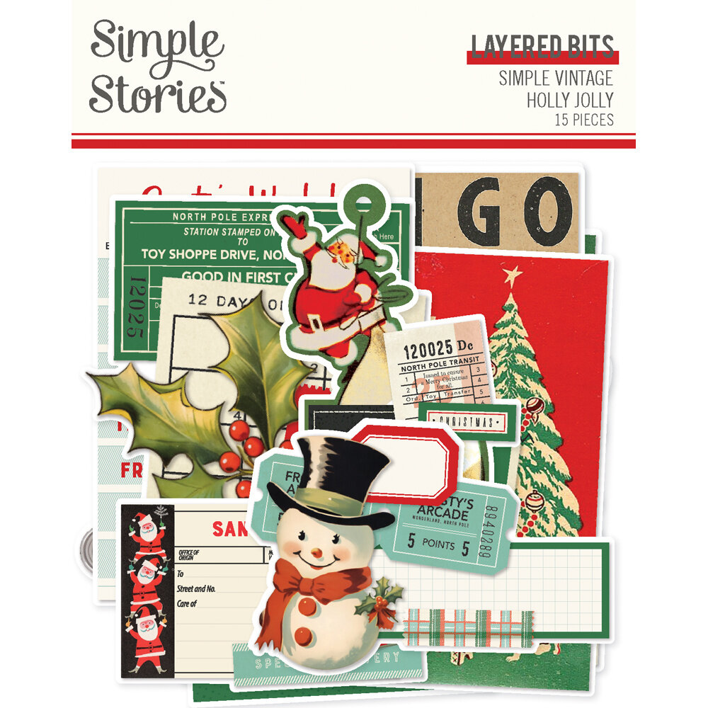 Simple Stories Simple Vintage Holly Jolly Layered Bits & Pieces (23320)