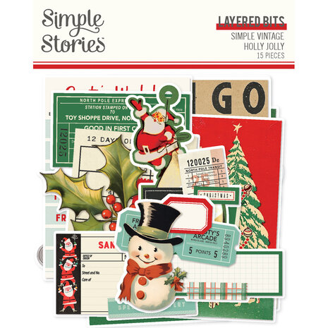 Simple Stories Simple Vintage Holly Jolly Layered Bits & Pieces (23320)