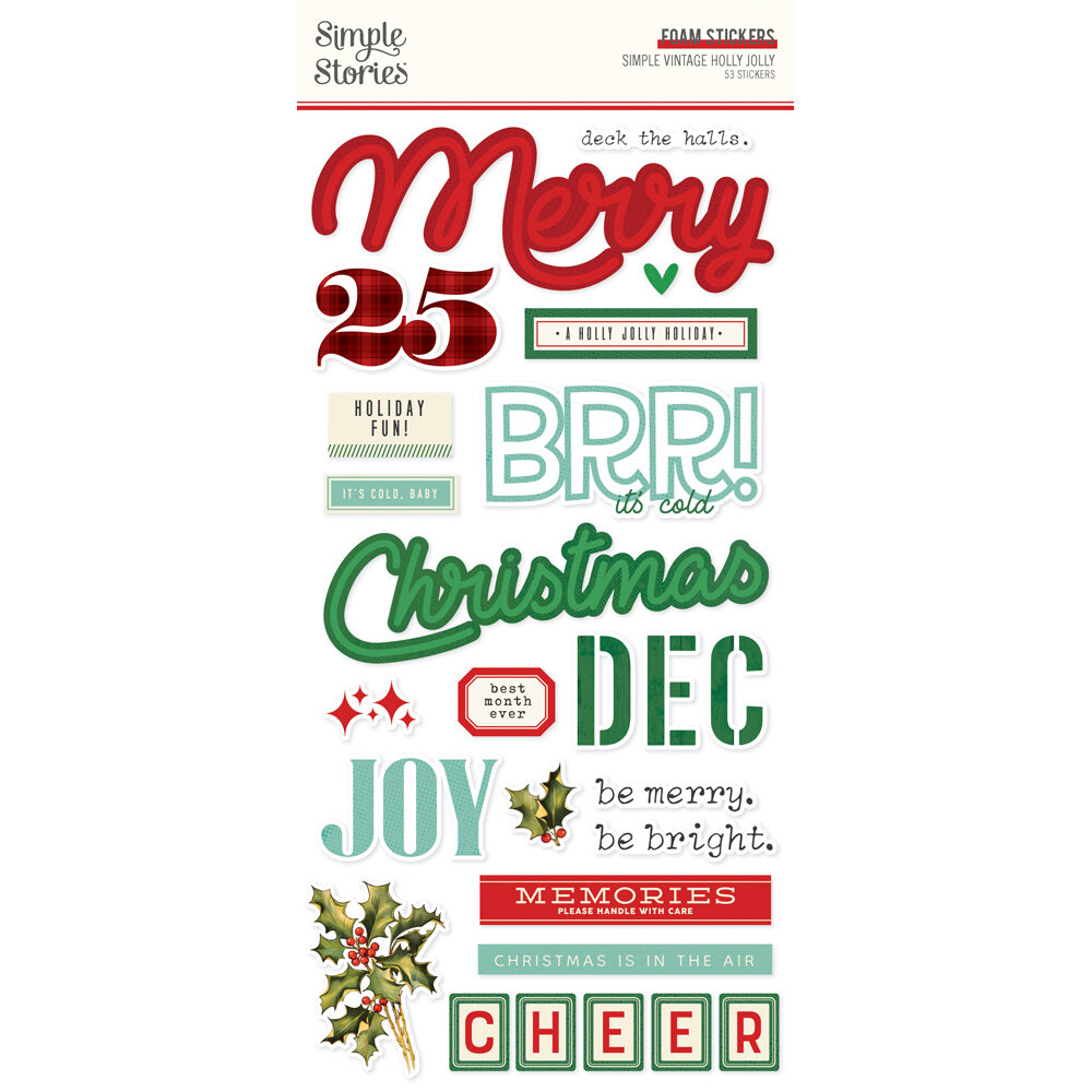 Simple Stories Simple Vintage Holly Jolly Foam Stickers (23325)