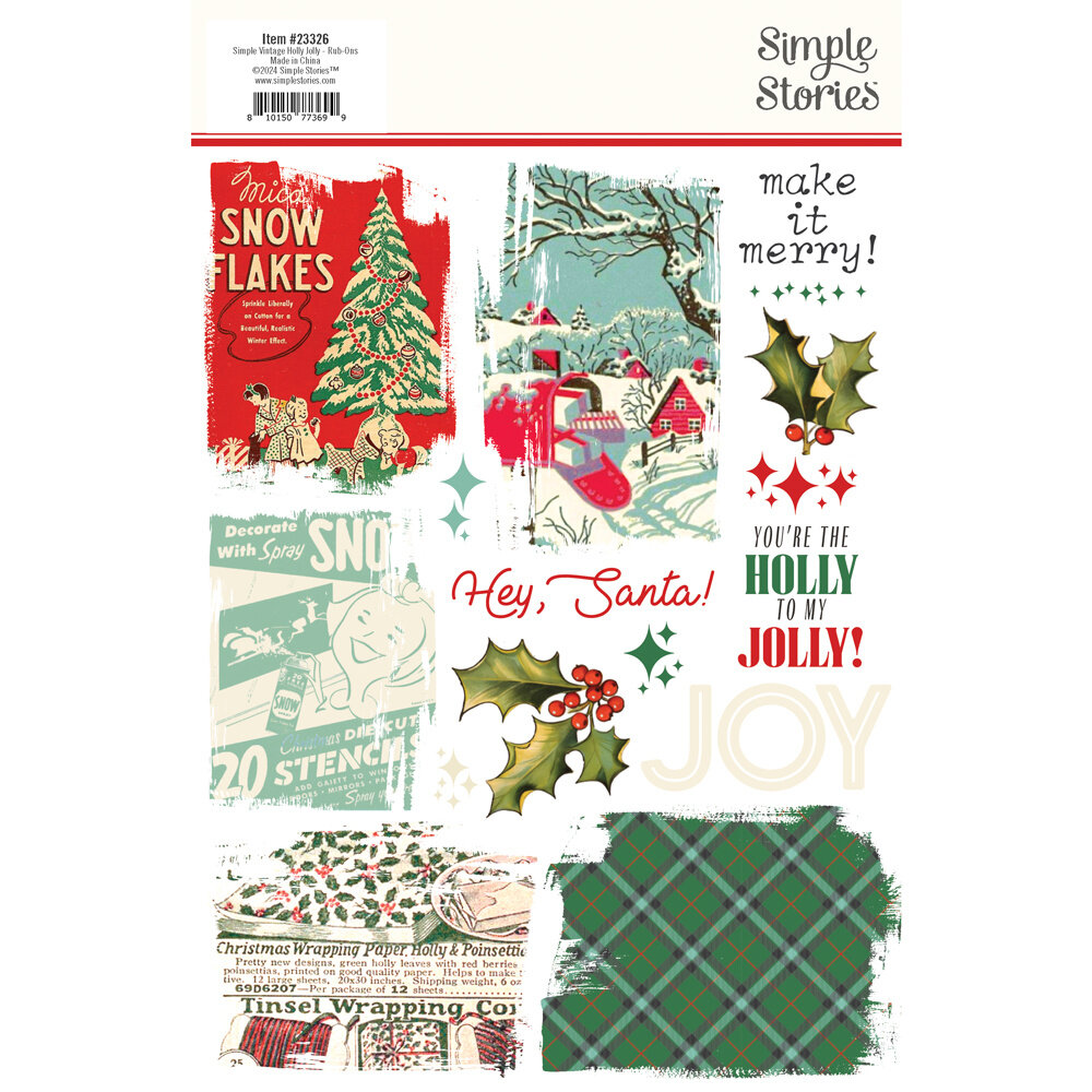 Simple Stories Simple Vintage Holly Jolly Rub Ons (23326)