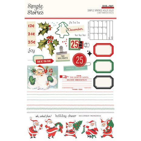 Simple Stories Simple Vintage Holly Jolly Rub Ons (23326)