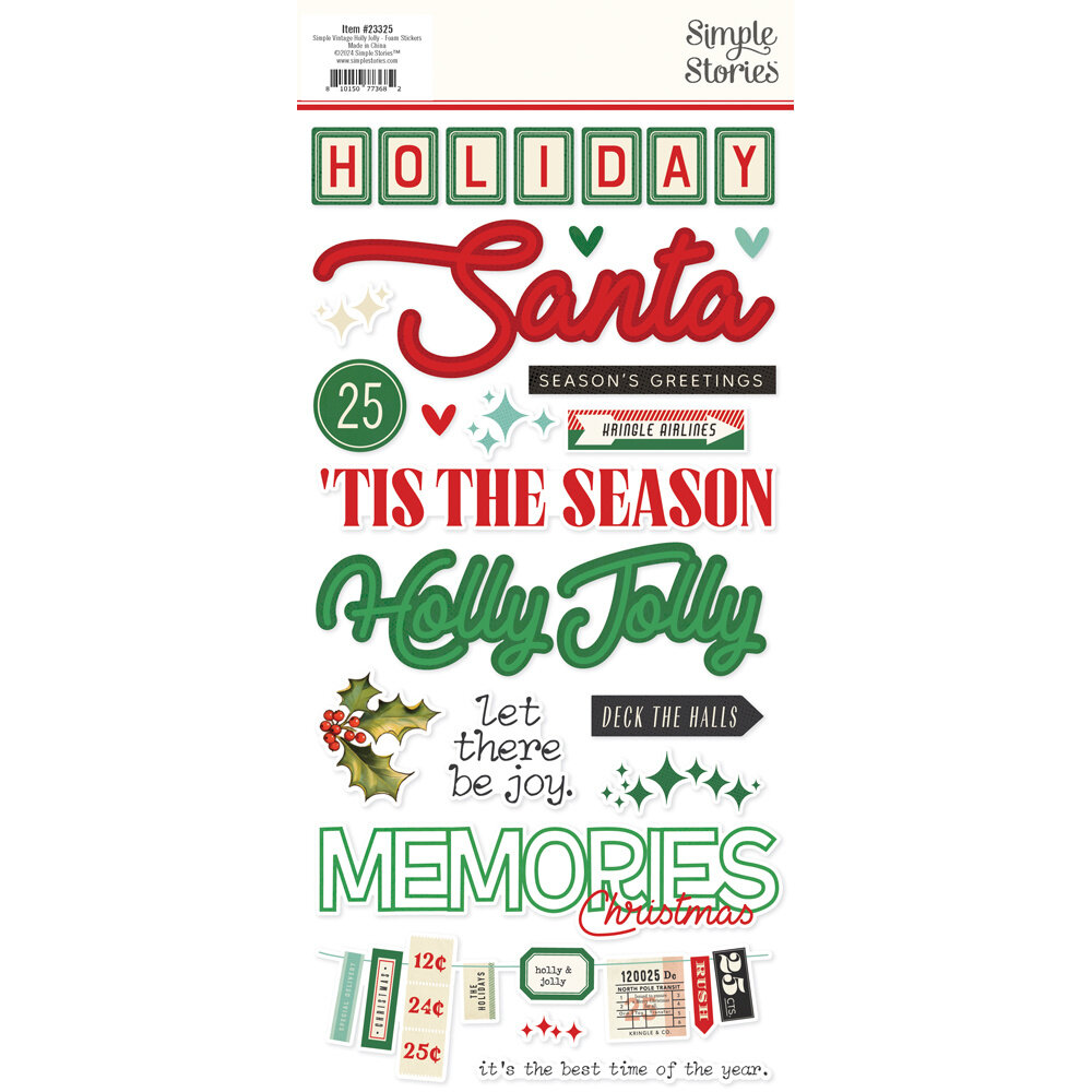 Simple Stories Simple Vintage Holly Jolly Foam Stickers (23325)