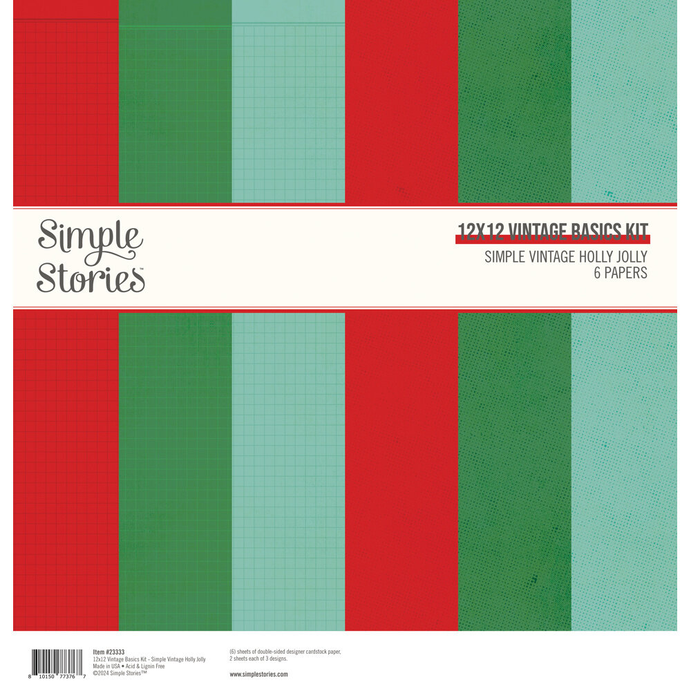 Simple Stories Simple Vintage Holly Jolly 12x12 Inch Vintage Basics Kit (23333)