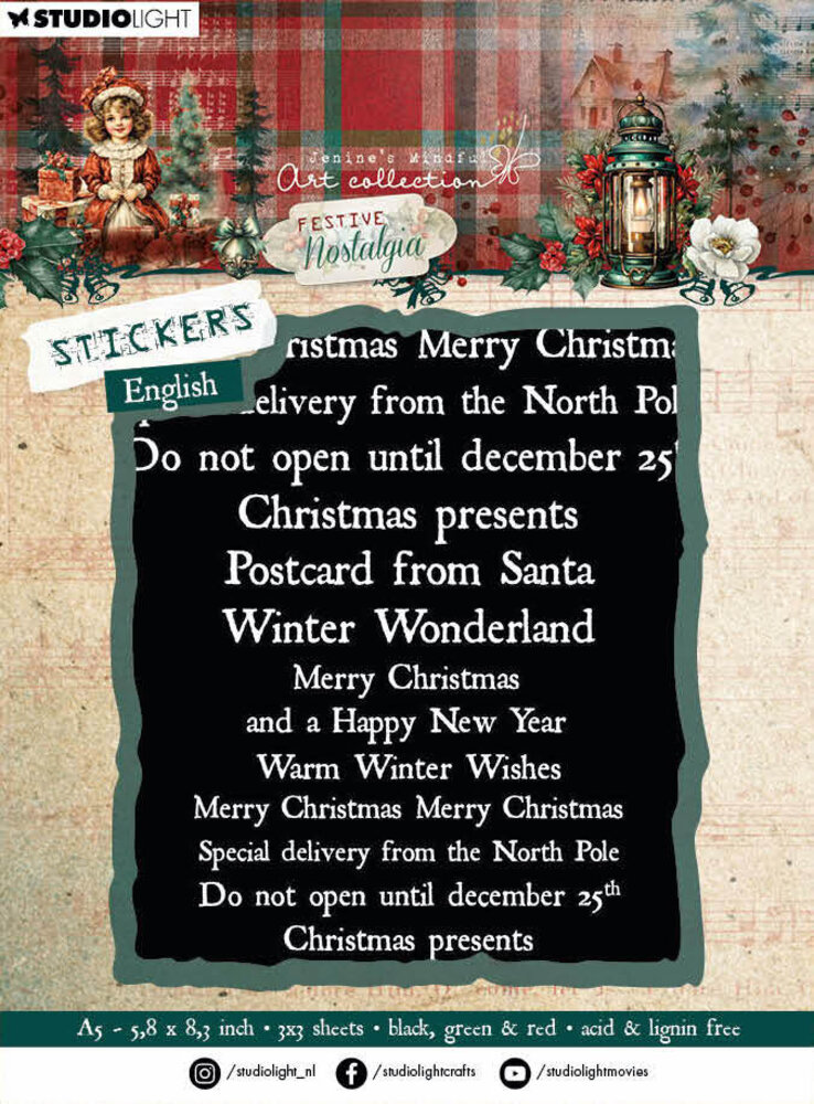 Studio Light Festive Nostalgia A5 Stickers EN (JMA-FN-STIC25) (DISCONTINUED)