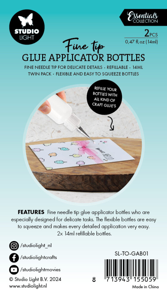 Studio Light Glue Application Bottles Ultra Fine Tip (2X14ml) (SL-TO-GAB01) (BASIC)