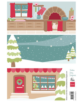 Marianne Design Decoupage Sheet A4 by Marleen Christmas Bakery Backgrounds (AK0096) (DISCONTINUED)