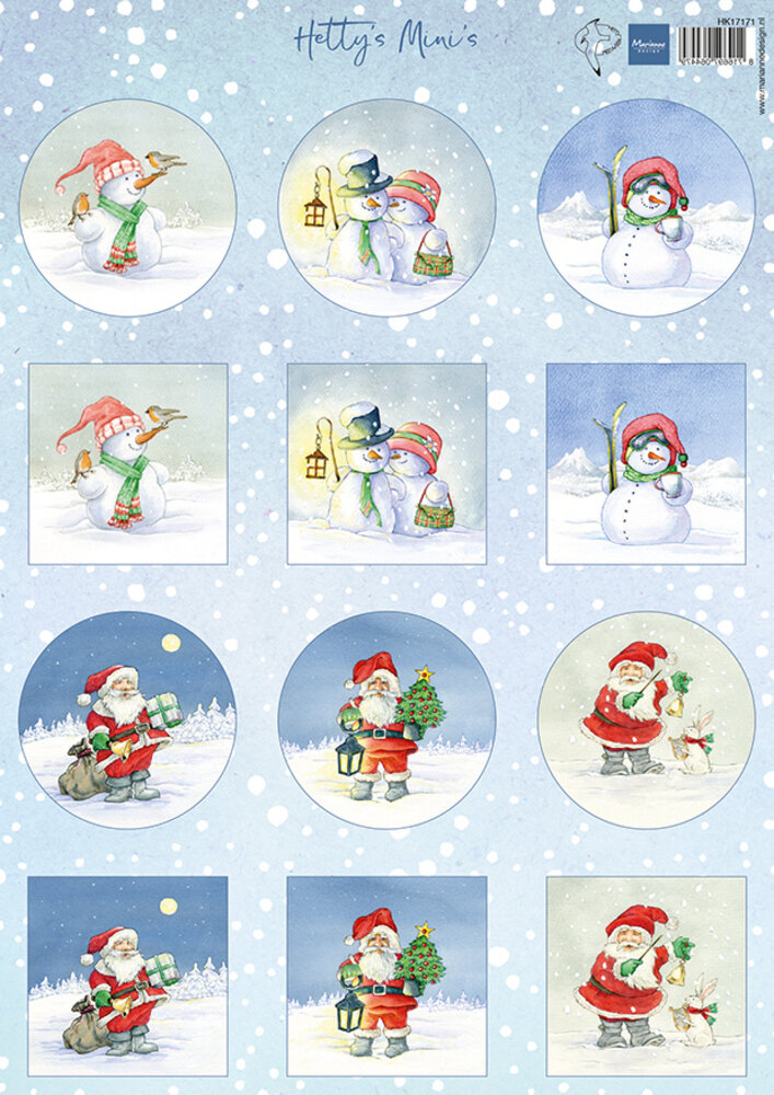 Marianne Design Decoupage Sheet A4 Hetty's Minis Snowmen & Santa (HK1717) Marianne Design Decoupage Sheet A4 Hetty's Minis Snowmen & Santa (HK1717)
