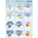 Marianne Design Decoupage Sheet A4 Hetty's Minis Snowmen & Santa (HK1717)