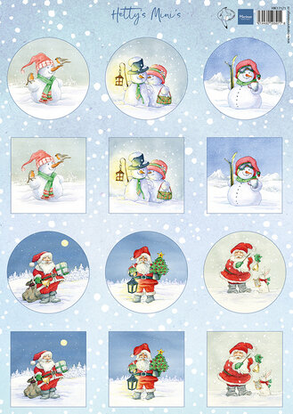 Marianne Design Decoupage Sheet A4 Hetty's Minis Snowmen & Santa (HK1717) Marianne Design Decoupage Sheet A4 Hetty's Minis Snowmen & Santa (HK1717)
