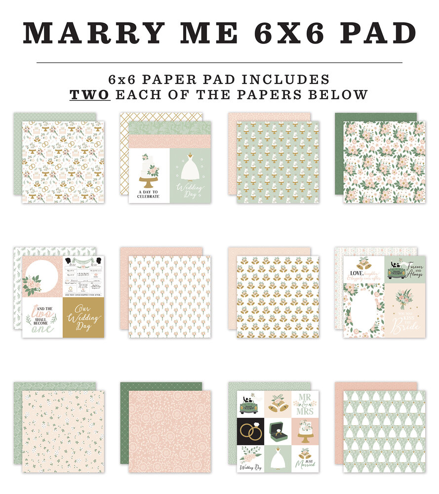 Echo Park Marry Me 6x6 Inch Paper Pad (MRY400023)