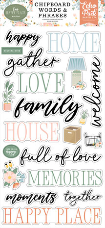 Echo Park Our Happy Place Chipboard Word & Phrases (OHP399022)