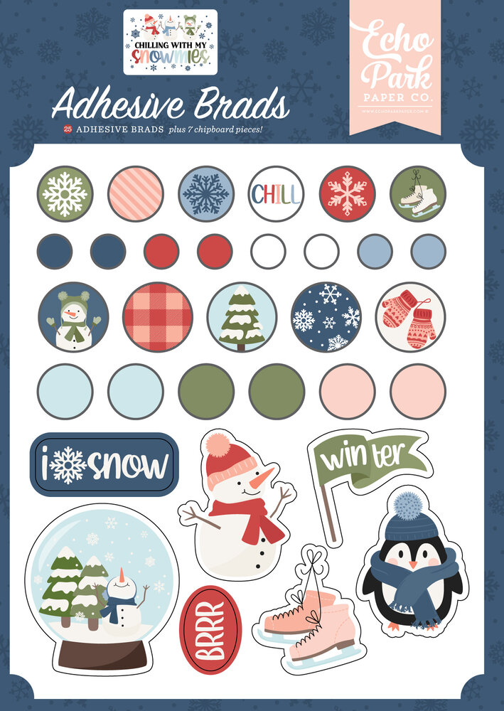 Echo Park Chilling With My Snowmies Adhesive Brads (SNO398020)