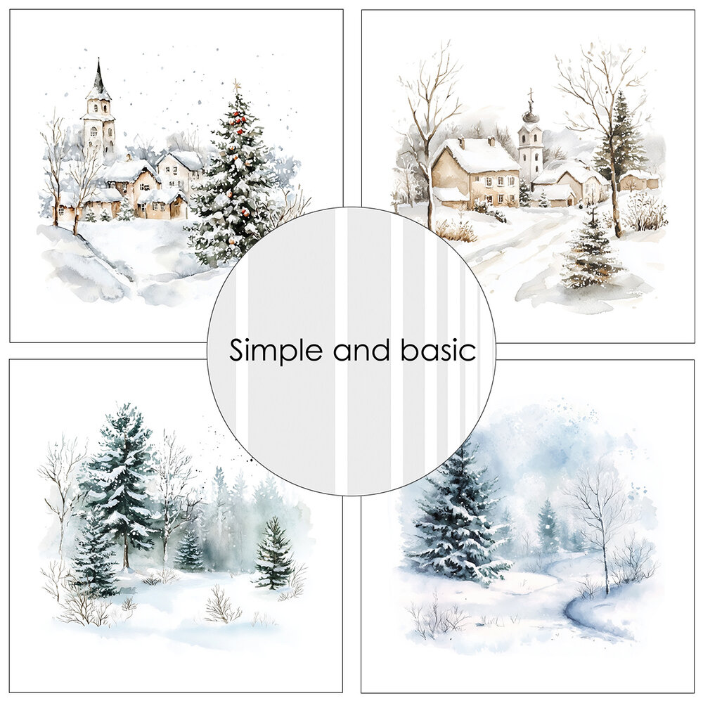 Simple and Basic Cozy Christmas and Winter Scenes 6x6 Inch Paper Pack (SBP539)
