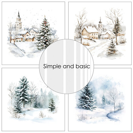 Simple and Basic Cozy Christmas and Winter Scenes 6x6 Inch Paper Pack (SBP539)