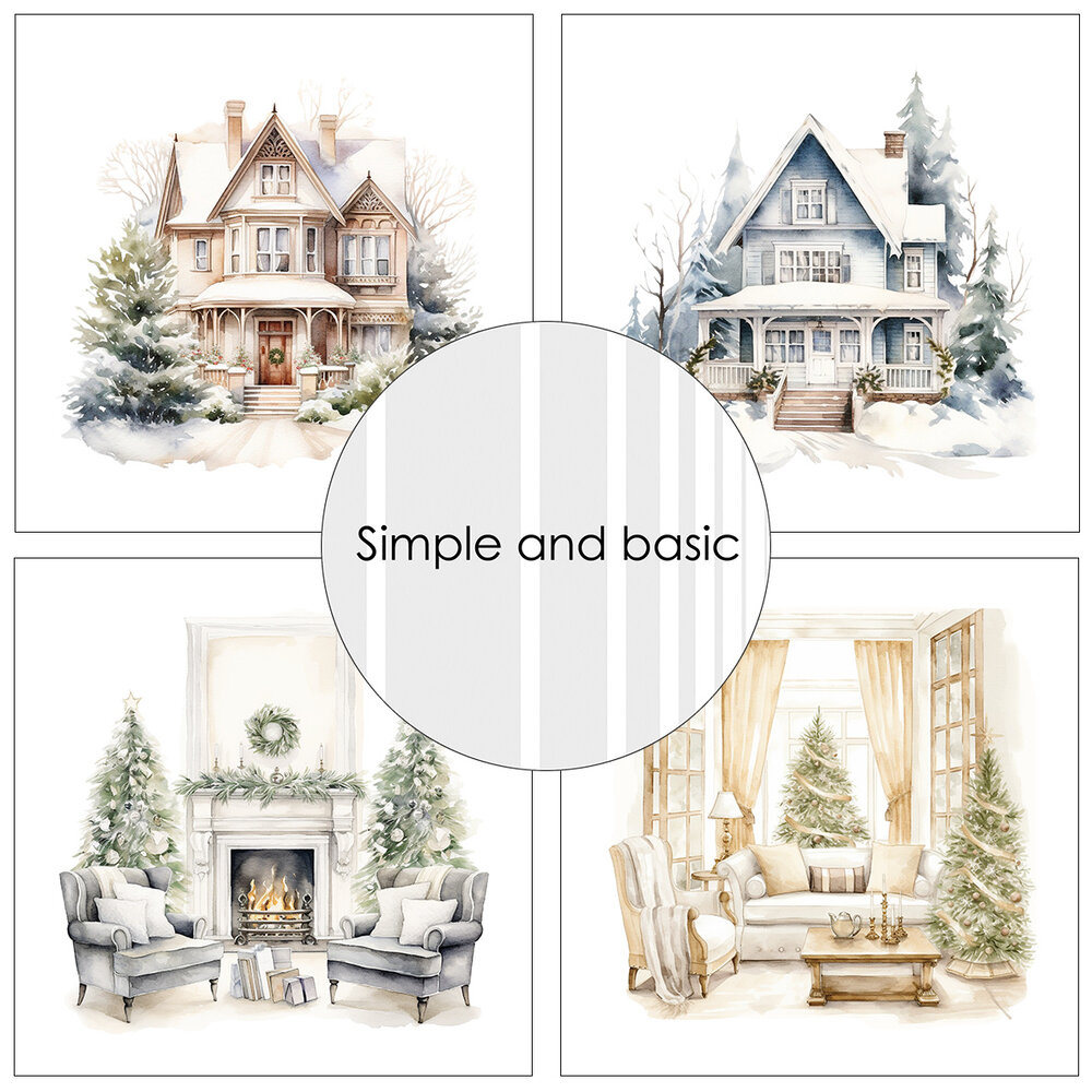 Simple and Basic Cozy Christmas and Winter Scenes 6x6 Inch Paper Pack (SBP539)