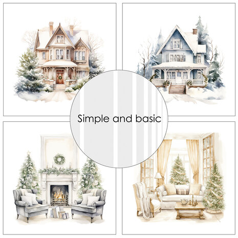 Simple and Basic Cozy Christmas and Winter Scenes 6x6 Inch Paper Pack (SBP539)