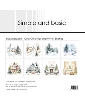 Simple and Basic Cozy Christmas and Winter Scenes 12x12 Inch Paper Pack (SBP739)