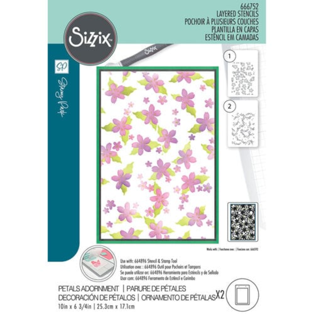Sizzix Stencil by Stacey Park Cosmopolitan, Petals Adornment (2pcs) (666752)