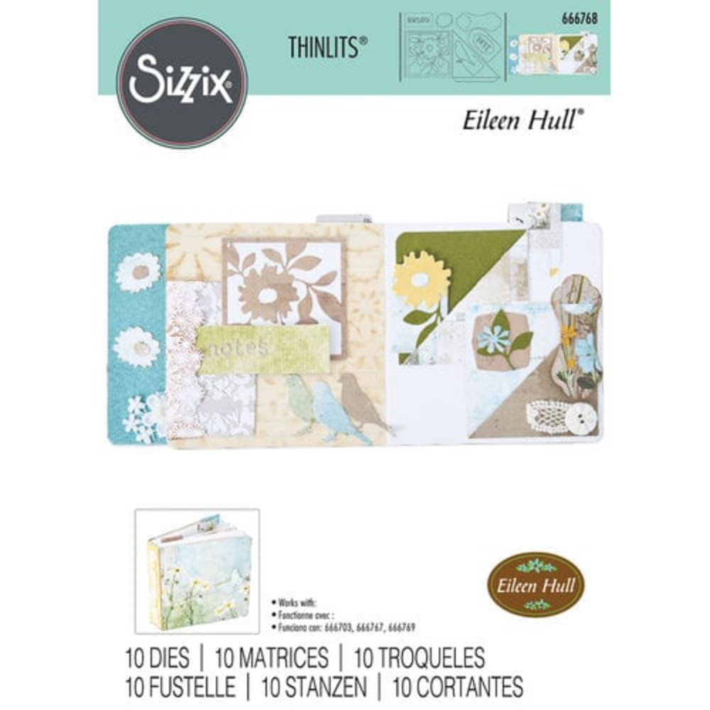 Sizzix Thinlits Die by Eileen Hull Floral Pocket and Paperclips (10pcs) (666768)