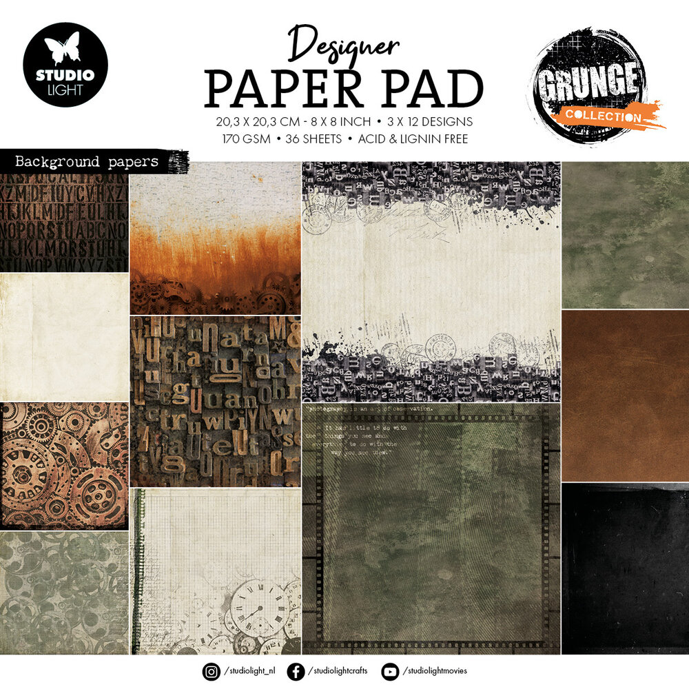 Studio Light Background Papers Grunge Design Paper Pad (SL-GR-DPP243) (DISCONTINUED)