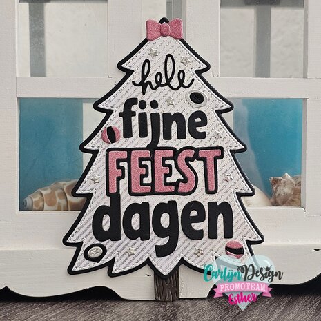 CarlijnDesign Snijmallen A6 Kerstboom + kerstwens (CDSN-0277)