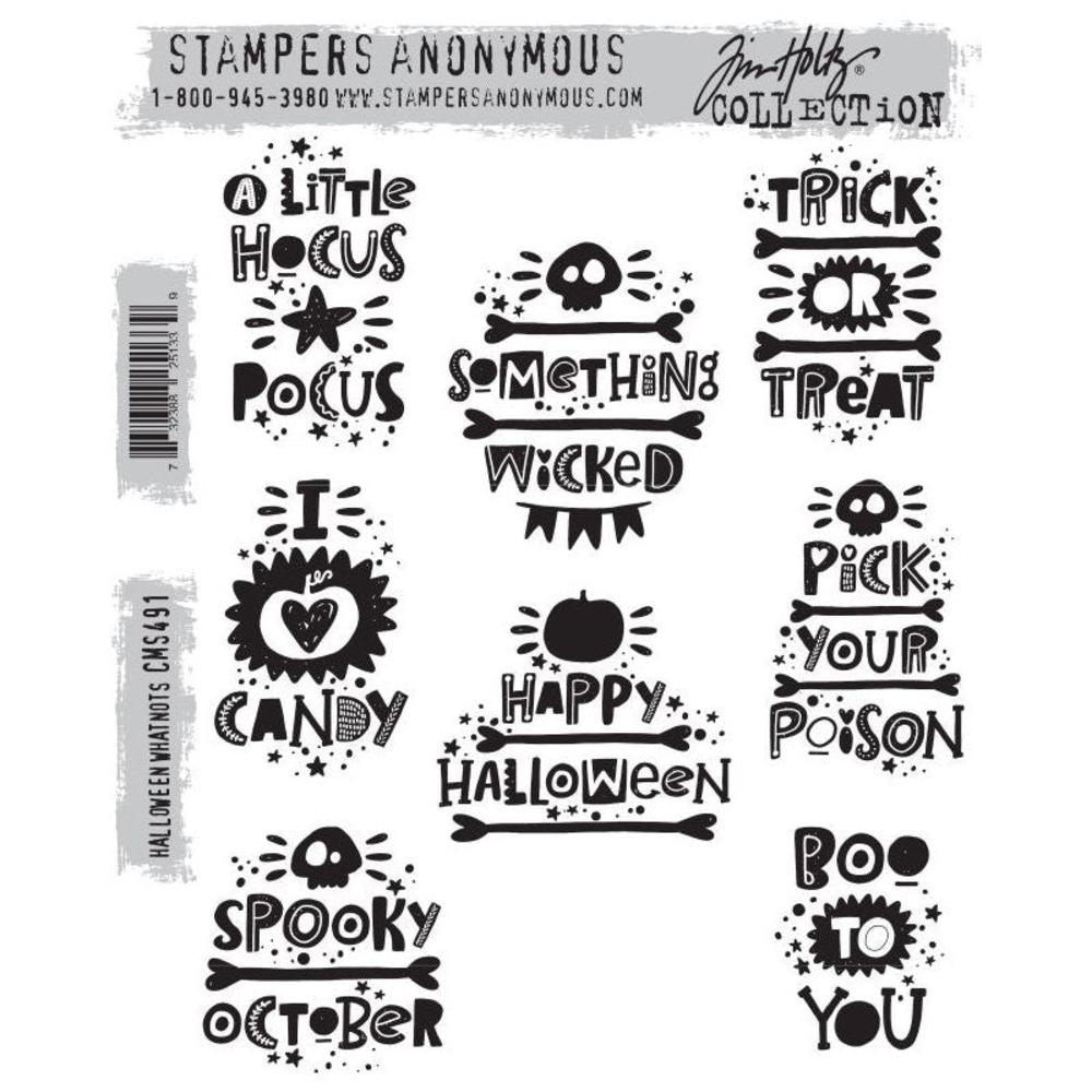 Stampers Anonymous Halloween Whatnots Tim Holtz Cling Stamps (CMS491)