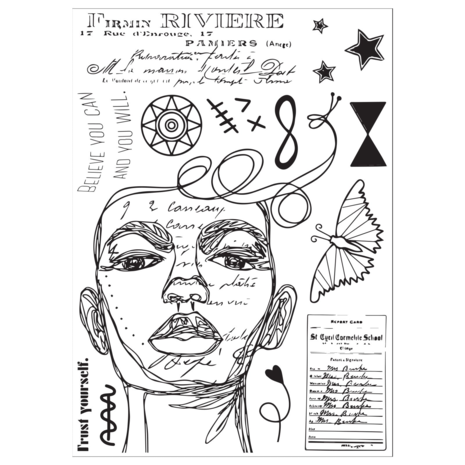 Sizzix Studio Clear Stamps w/Stencils by Cat Kerr Possibilitarian (666757) Sizzix Studio Clear Stamps w/Stencils by Cat Kerr Possibilitarian (666757)