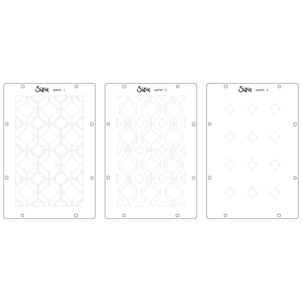 Sizzix Studio Clear Stamps w/Stencils by Vic Hollins Retro (666759)