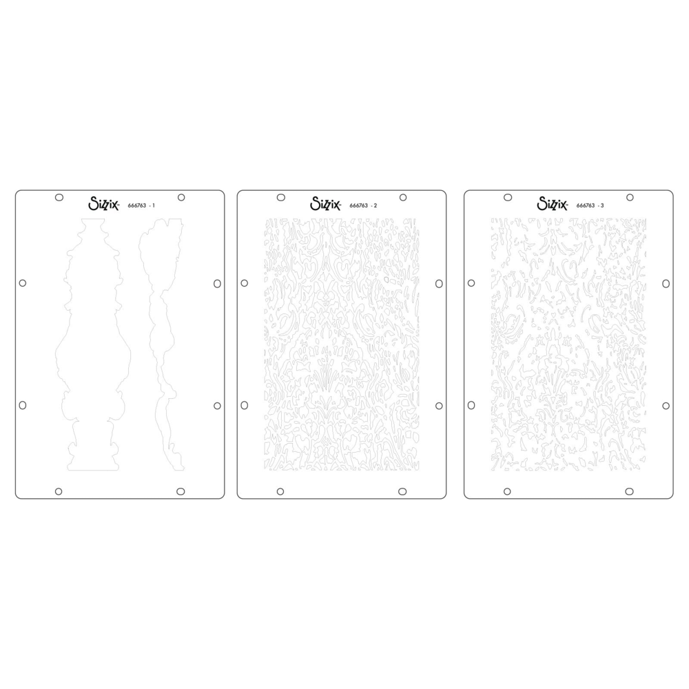 Sizzix Studio Clear Stamps w/Stencils by Vic Hollins Ornate (666763)