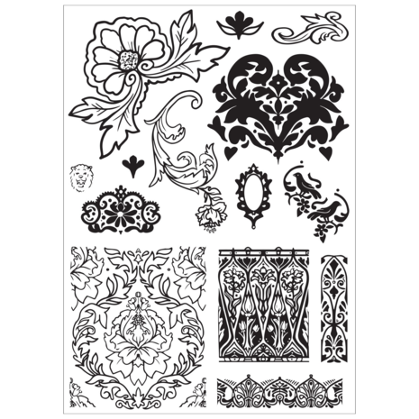 Sizzix Studio Clear Stamps w/Stencils by Vic Hollins Ornate (666763)