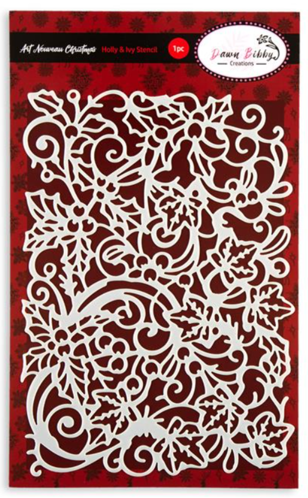 Dawn Bibby Art Nouveau Holly & Ivy Stencil (DB1071) (OUTLET)