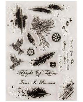 Dawn Bibby Wings Of Time Steampunk Feather & Grunge Clear Stamp Set (DB1034) (OUTLET)