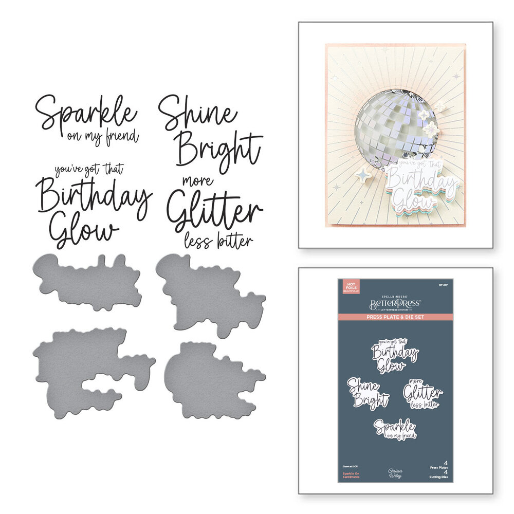 Spellbinders Sparkle On Sentiments Press Plate & Die Set (BP-207) Spellbinders Sparkle On Sentiments Press Plate & Die Set (BP-207)